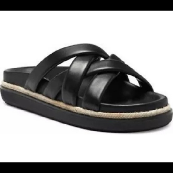 VINCE CAMUTO *CHAVELLE* PLATFORM SANDAL COLOR~BLACK BABY SHEEP SIZE 8.5 M NEW - Picture 2 of 8